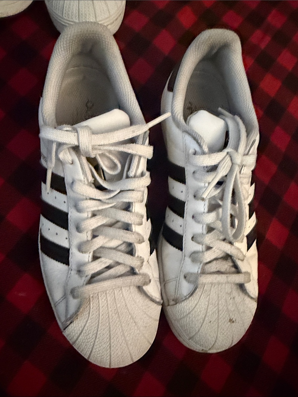adidas White with Black Stripes Classic Athletic Sneakers 8 1/2
